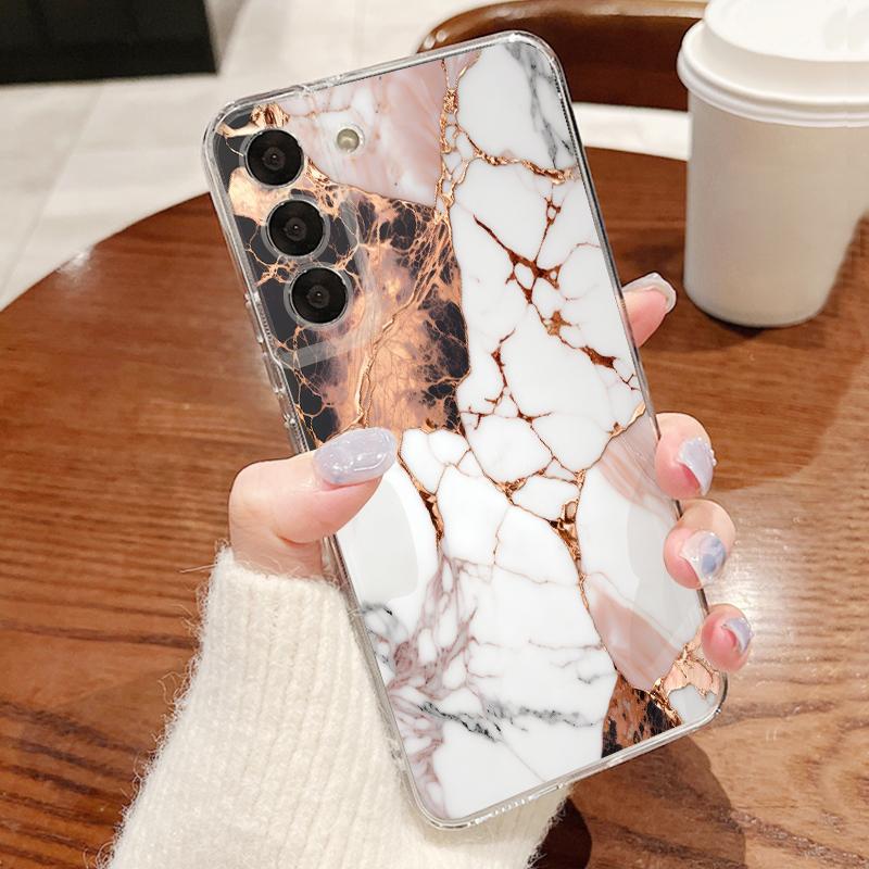Purple Marble Print Case For Samsung A57 S26 Ultra A37 A17 A56 A36 A26 A16 A55 A35 A25 A15 A54 5G S21 FE S22 S23 S24 S25 Plus Clear TPU Soft Cover