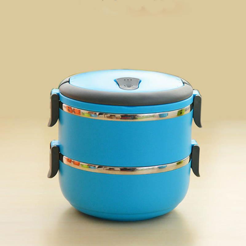 

Многослойная термос чаша для детского питания, контейнер для бенто, коробка из нержавеющей стали с изоляцией для хранения обеда B синий