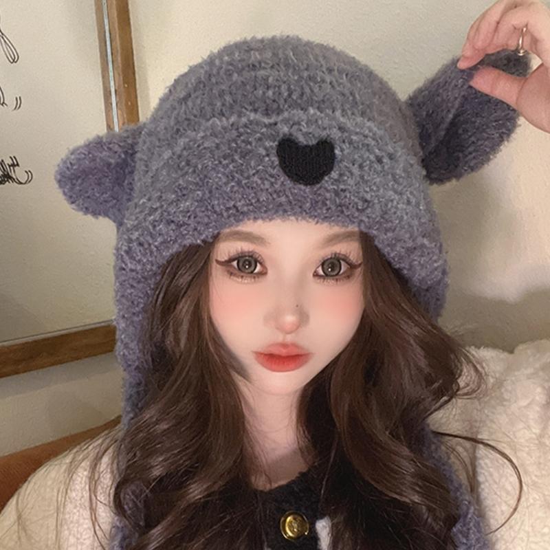 Mädchen Bärenmütze Y2K Fellohren Mütze Felliger Bär Geschenke Warme Wintermütze Erwachsene Kinder Fellohren Winter Foto-Requisiten