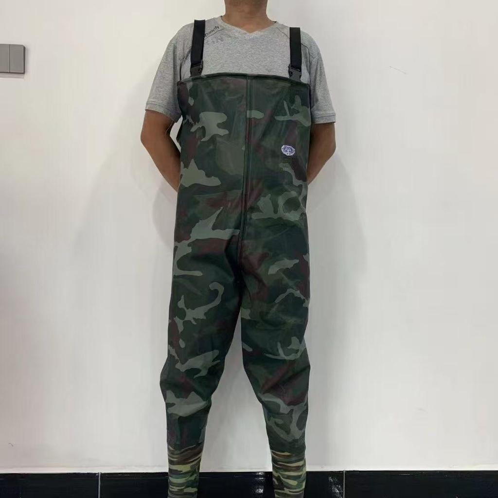Men's One-Piece Wading Suit: Waterproof Thickened Pants with Integrated Rain Boots for Fishing
