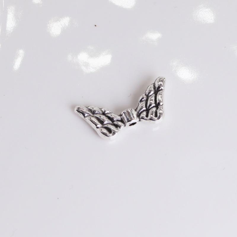 Retro Zinc Alloy Heart Wings Spacer Beads & Pendants for DIY Jewelry Antique Silver