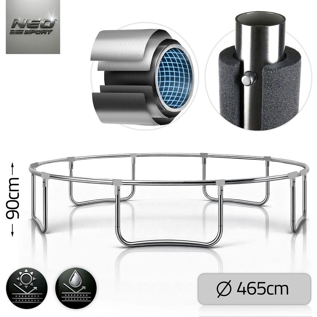 Trampolina Ogrodowa 15Ft/465Cm Z Siatką Zewnętrzną I Drabinką Neo-Sport