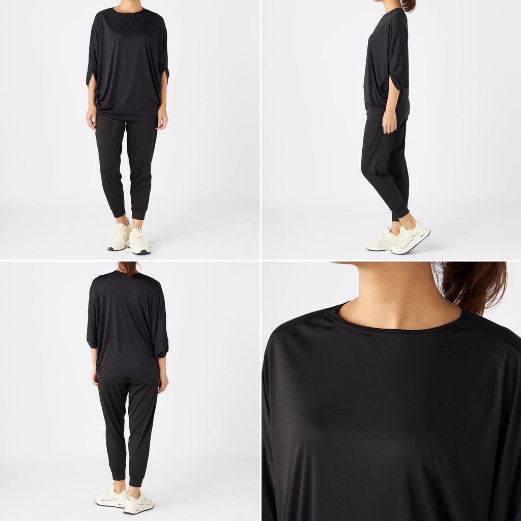 Set Top și Pantaloni Fitness Dolman Larg 344192 Negru M [Marie Claire] Tricou Femei