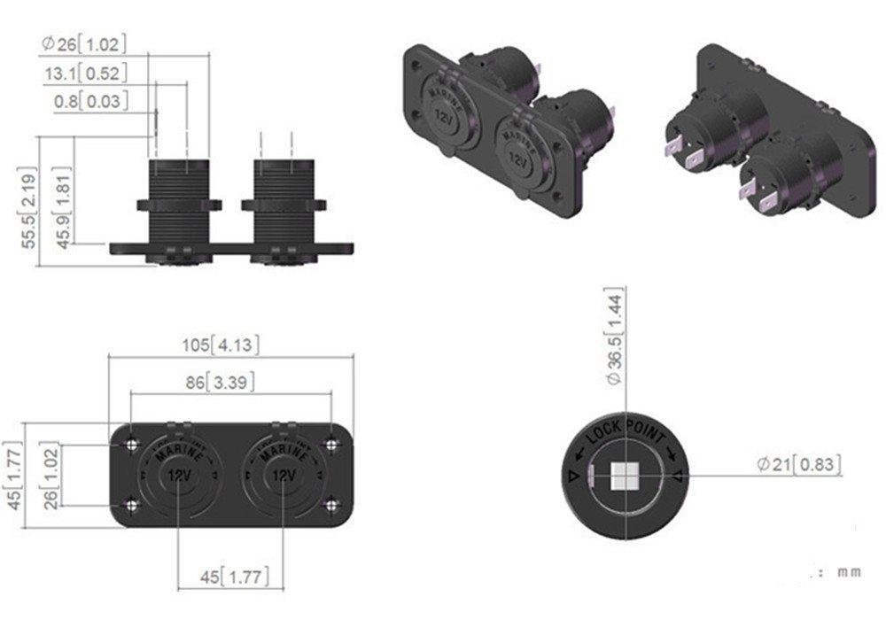 Waterproof Dual Motorcycle Lighter Socket