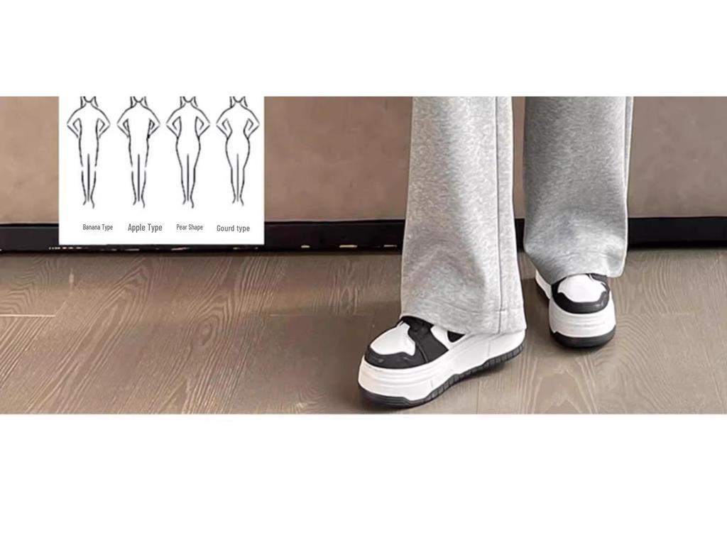 Petite Gray Wide Leg High Waist Pants for Women - Spring/Autumn