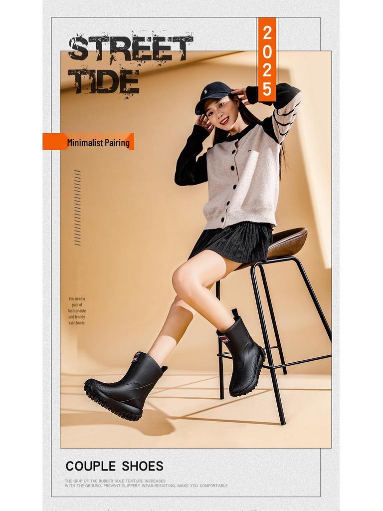 Unisex Baby-Regenstiefel - Kurz, Rutschfest, Winddicht, Aus einem Stück geformtes Gummi mit warmem Kordelzug am Knöchel.