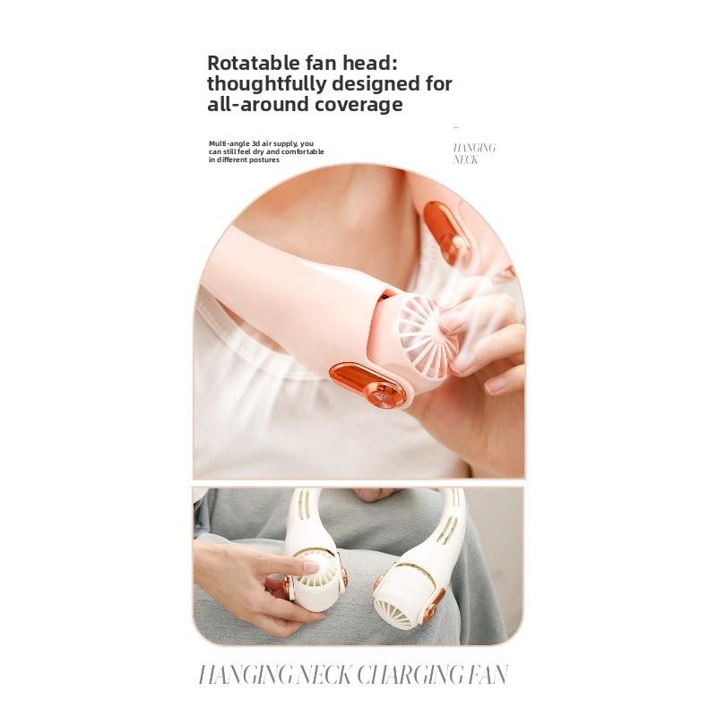 Silicone Neck Fan Mini Portable USB Charging Outdoor High Wind Adjustment Neck Fan