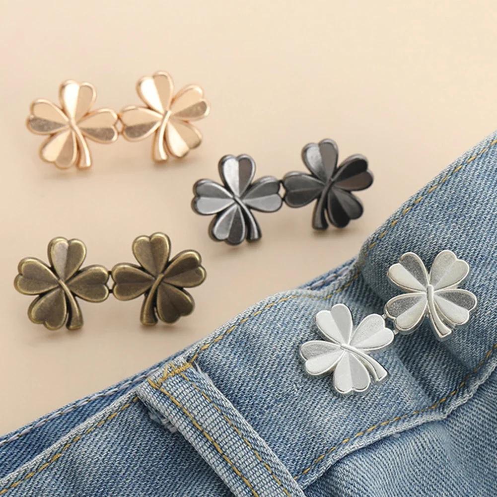 Four-leaf Clover/Five-pointed Star Waist Buckle Adjustable Waist Button Jean Pant Button With Cinched Waist Fashion Accessories