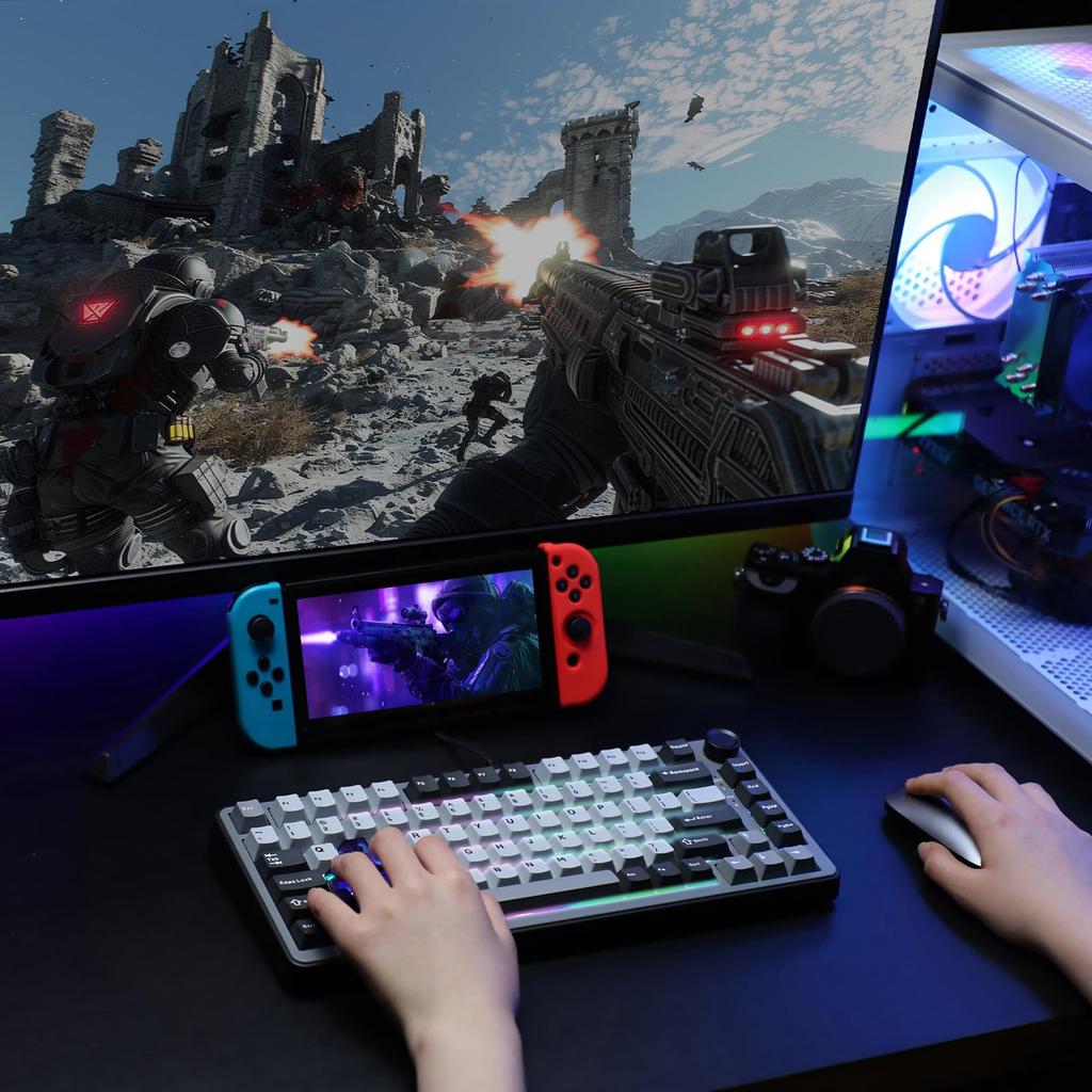 YUNZII RT75 Rapid Trigger Mechanical Gaming Keyboard with TKL Magnetic RGB Wired Layout PBT Adjustable Actuation Gateron Silky Switches, USB, Compact,