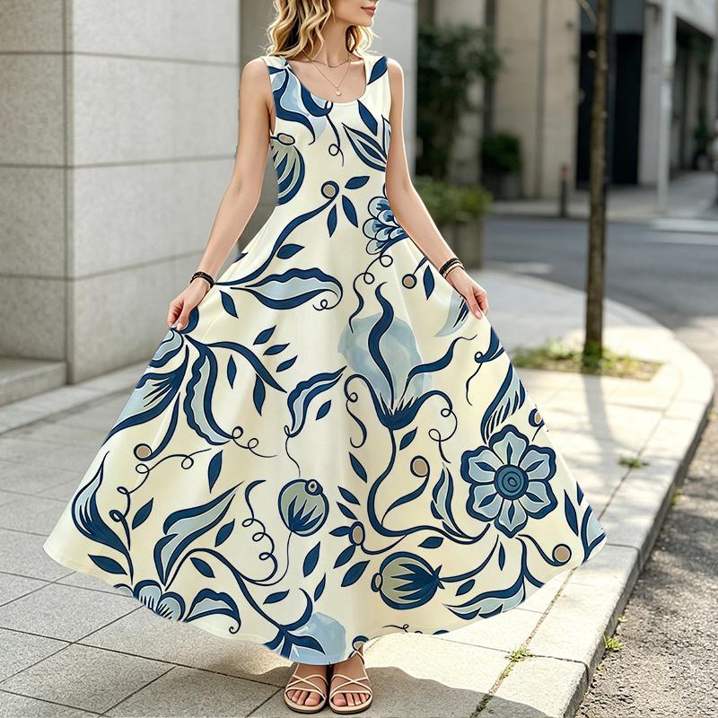 Women's Sleeveless Maxi Dress Comfy Fabric,Full Flowy Skirt,Versatile for Spring & Fall Innerwear,Daily Casual,Commute & Outings
