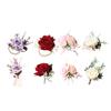 Europäisches Weißes Rosen-Anstecker & Handgelenk-Gesteck Set, Künstliche Seidenblume für Bräutigam Braut Brautjungfer, Outdoor-Hochzeitsfeier Dekoration