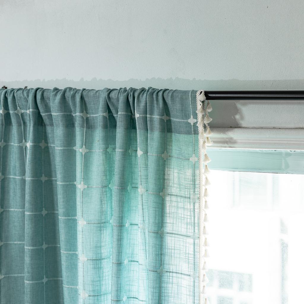 Curtain Finished Kitchen Bedroom Small Window Bay Window Half Curtain Privacy Decoration Gray Short Curtain
