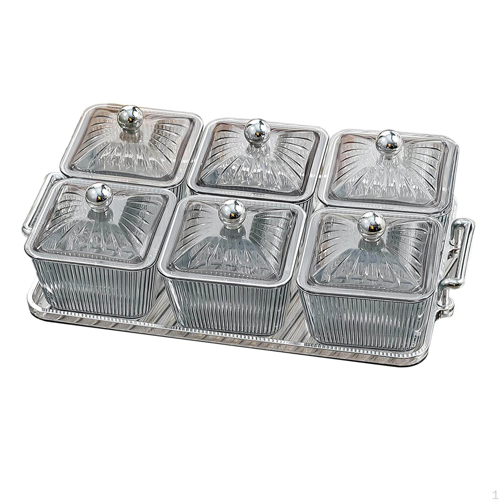 

Divided Serving Dishes 6 Removable Bowl Appetizer Condiment Server Food Storage Organizer сірий