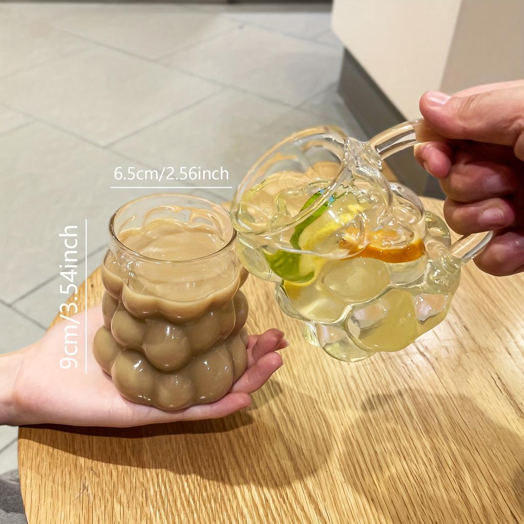 1PC - Irregular High Appearance Grape Shaped Glass Cup with Handle Circle Cup Glass Milk Coffee Cup Juice Beverage Cup