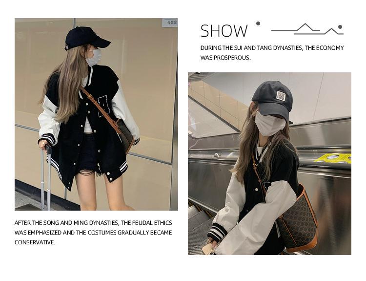 Damen Retro Kontrast Samt Baseballjacke - Herbst/Winter Trendy Casual Style