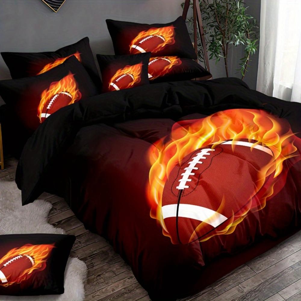 Set Biancheria da Letto 3 Pezzi Rugby Football Americano Stampato 3D Copripiumino Accogliente Morbido Dimensioni King Queen Twin Regalo di Compleanno Decorazione Camera da Letto Ragazzi