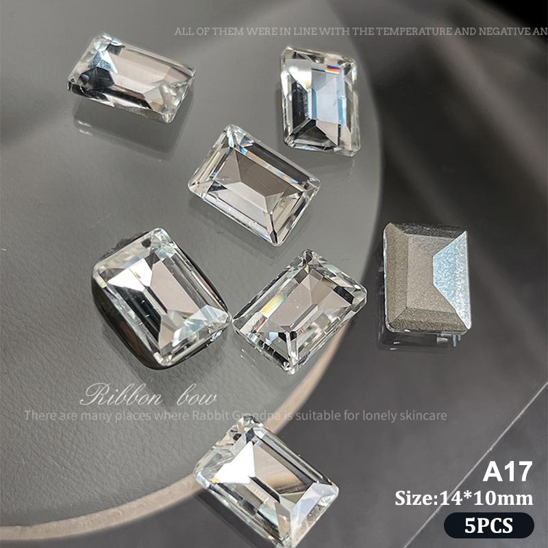 5Pcs Sparkle Sharp Diamond Nail Art Rhinestones Jewel Decoration Mix Clear White Nail Charms Ornaments