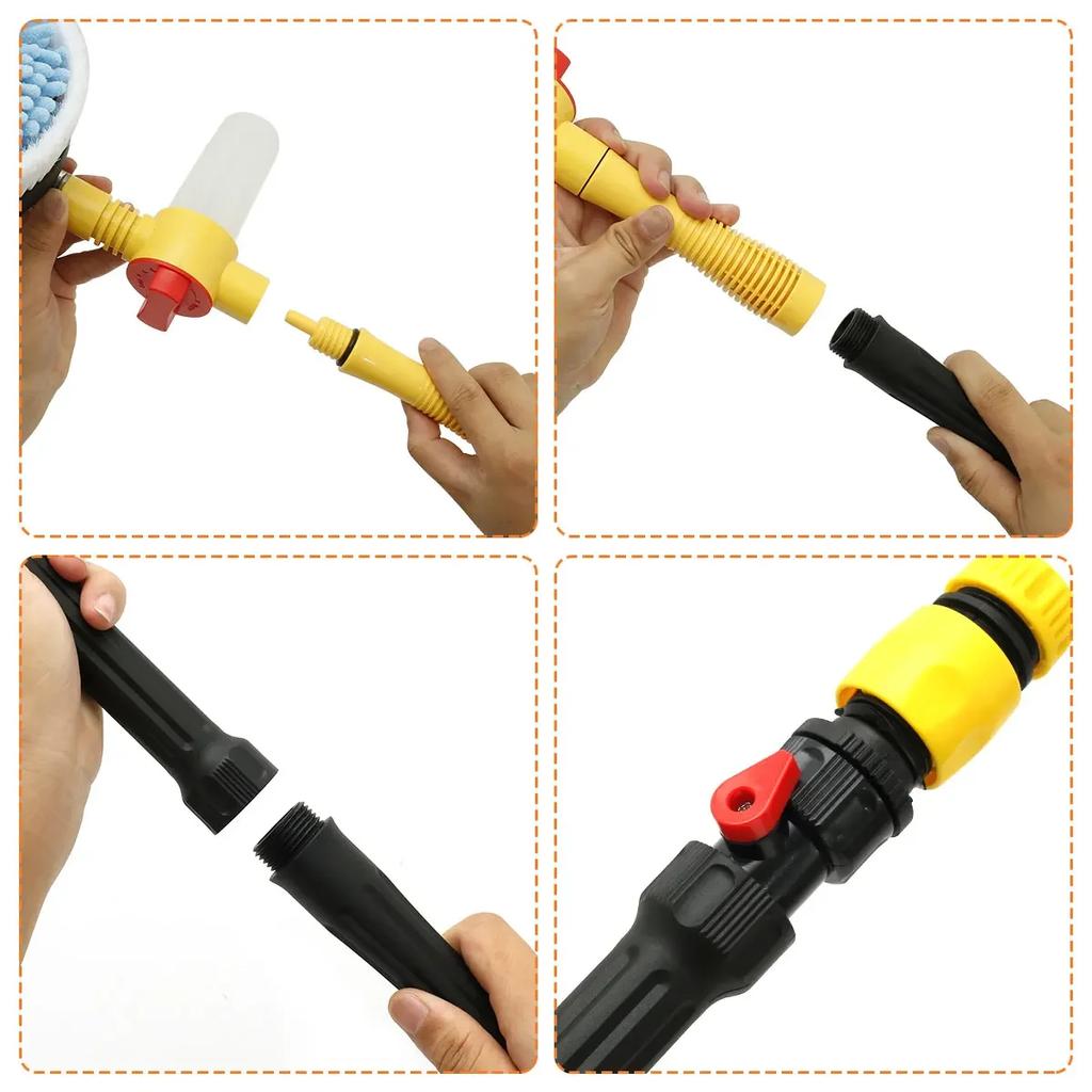 Car Wash Brush Cleaning Mop Foam Brush with Long Handle Automatic 360° Rotating Foaming Car Wash Mop Auto Accessories Tools2025