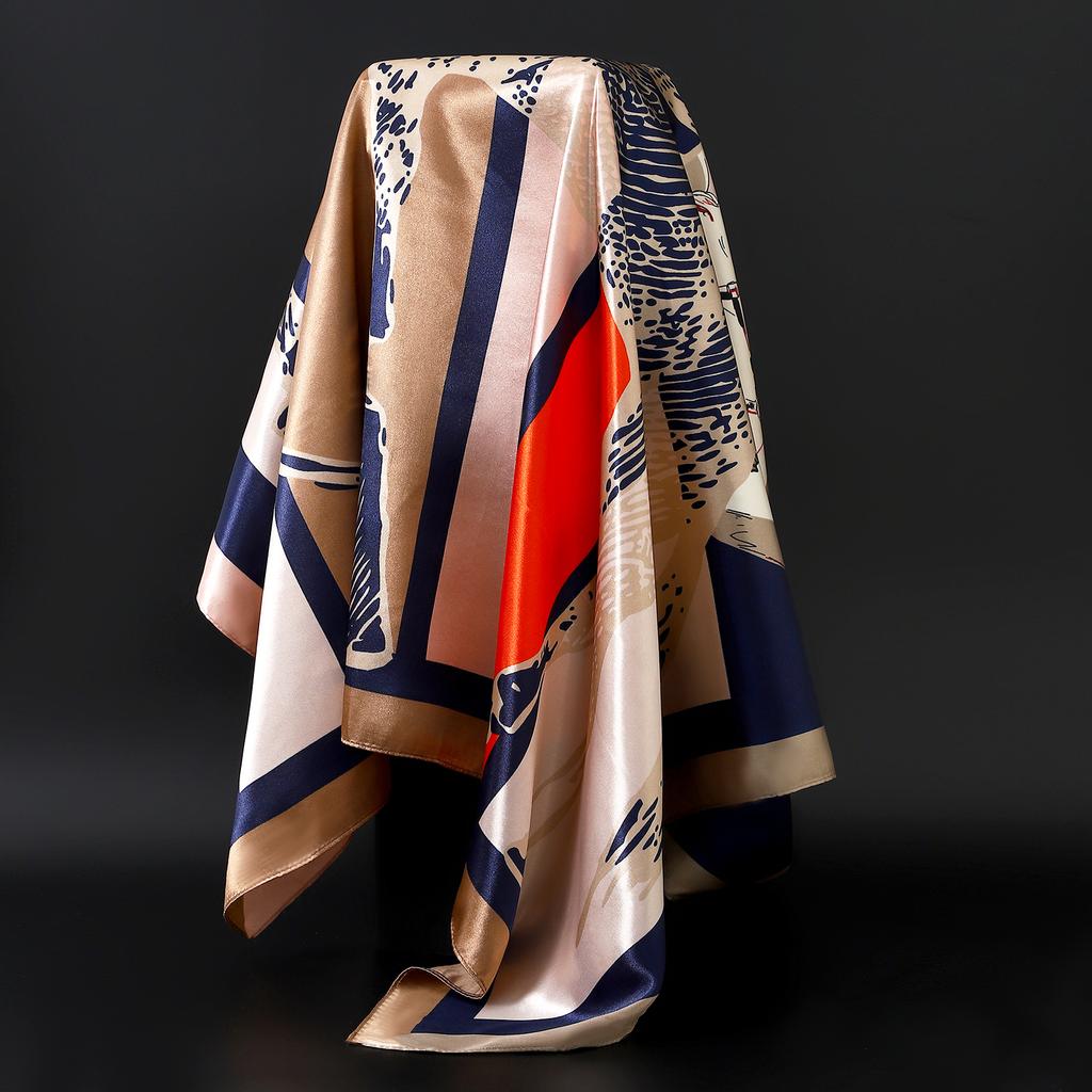 Europe America Kerchief Four Seasons Popular Silk Scarves Luxury Style Sunscreen Square Shawls New Fashion 90X90CM Headcloth