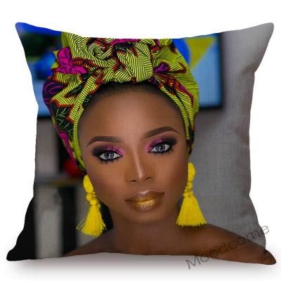 Fashion Magazine Cover Africa Girl Woman Black Beauty Headscarf Decorative Sofa Pillow Case Linen Home Decoration Cushion Cover