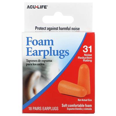 Foam Earplugs, 18 Pairs