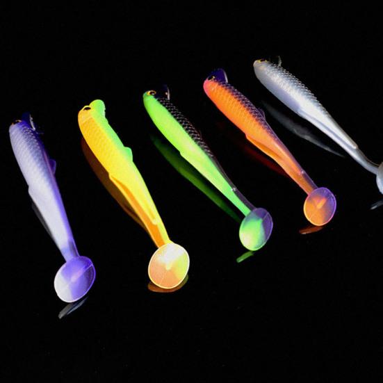 20 Pcs Fishing Lure 3D Artificial Fish with T Tail Flexible Fish Bait for Texas Jigs Wacky Hooks Outdoor Fishing