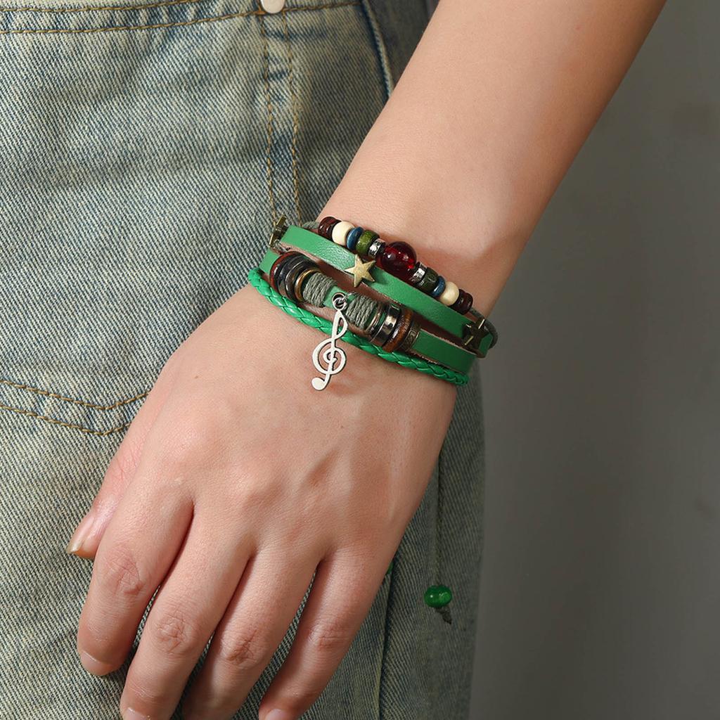 Elegant Leather Wrap Bracelets for Women Bohomian Multi-Layer Beads Cuff Bracelet Jewelry Gift Personalized Accessory