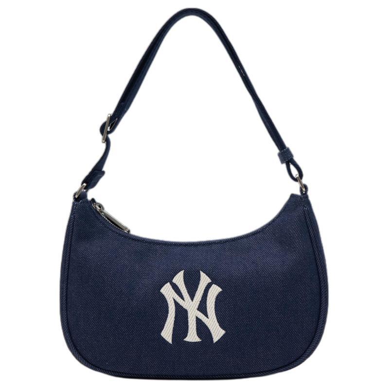 MLB New York Yankees Denim Shoulder Bag, Handbag, Clutch, Shoulder Bag Unisex Indigo Casual 3ABQM014N--