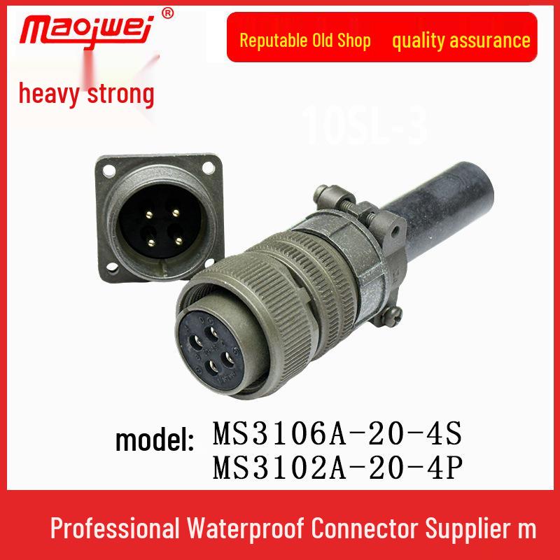 Heavy Duty 4-Pin Male-Female Connector US Standard Plug MS3106A-20-4S Socket & MS3102A-20-4P