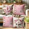 Pink Floral Spring Print Nordic Home Decor Pillowcase Bedroom Living Room Sofa Decoration Polyester Cushion Cover with Zipper