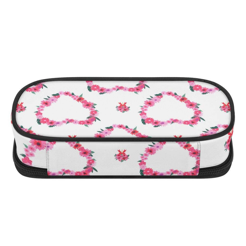 Pencil Case Printed 300D Polyester Zip Around Closure with Mesh Pocket Removable Divider and Pen Slots for School and Study