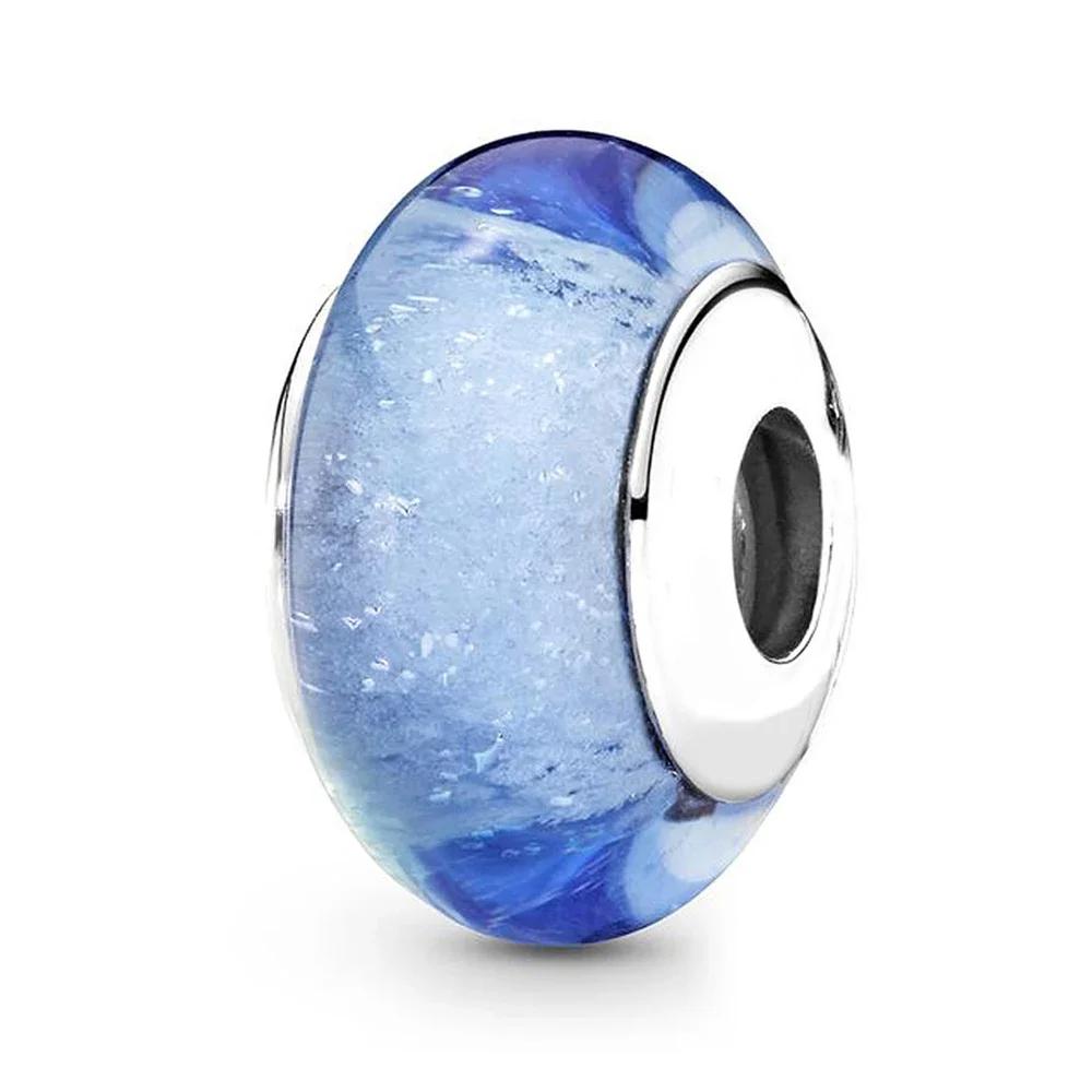 Copper Pink Flower Murano Glass Beads Charm Fit Original Bracelet Necklace Faceted Murano Diy Women Luxury Jewelry