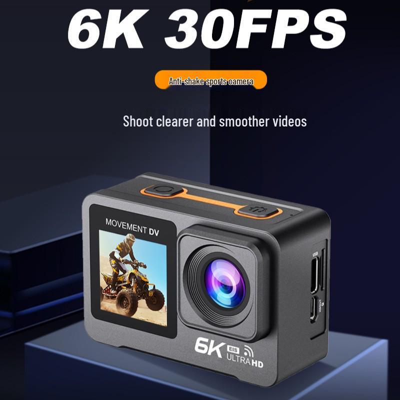 6K WiFi Touch Sports Camera with Remote, Underwater & Portable for Cycling & Travel Selfies