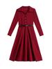 Trendy Korean Style Patchwork Waist-Cinched Mid-Length Dress for Women - 2026 Spring/Autumn