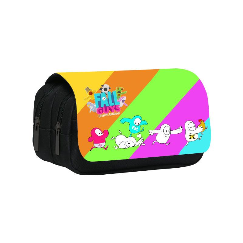 Fall Guys Pencil Case Double Layer Cartoon Stationery Bag For Students And Kids