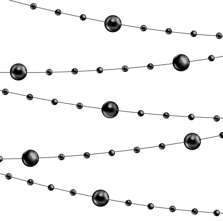 Pearl Garland with Black Balls, Chain 650cm