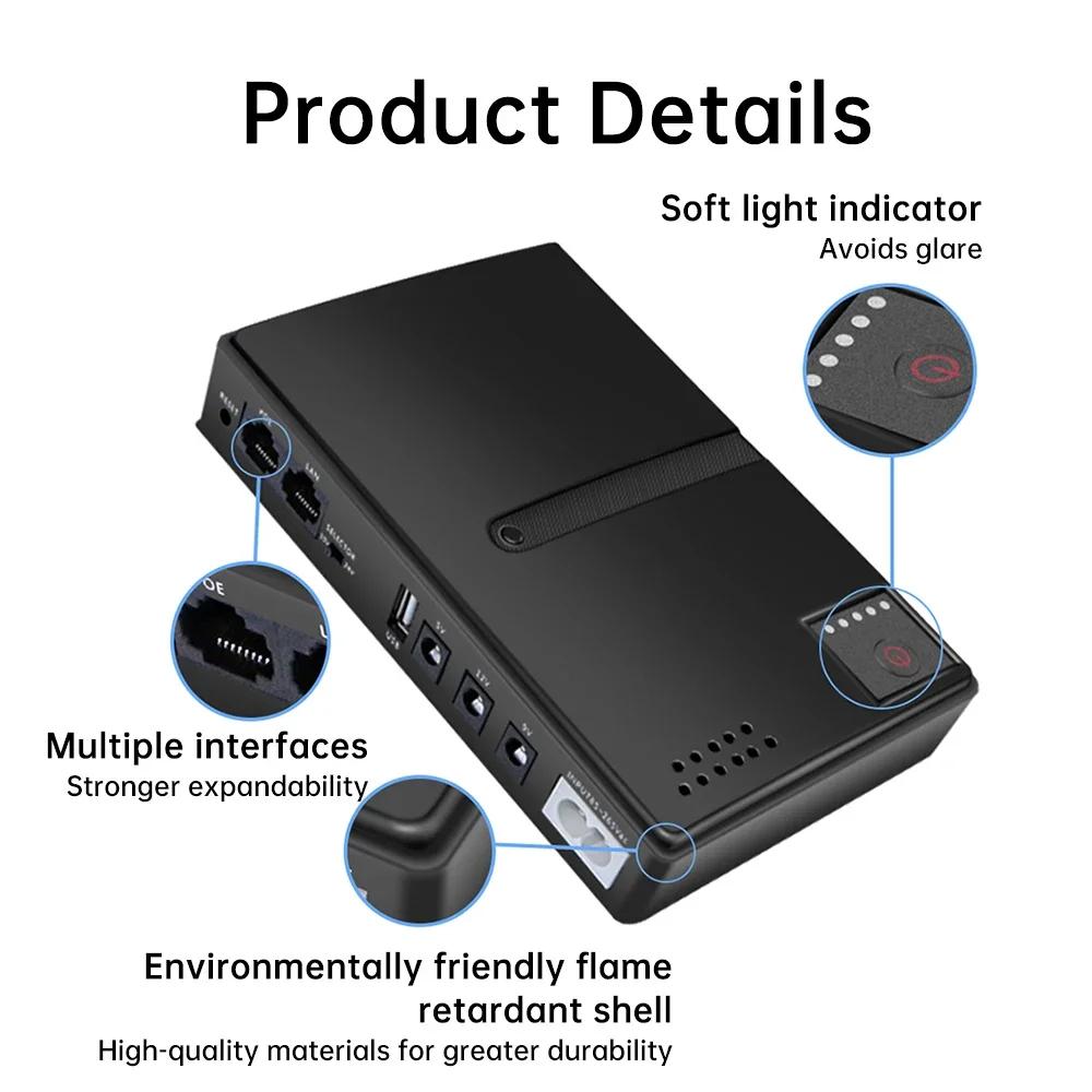 DC1018L Uninterruptible Power Supply 18W and Replaceable 18650 Battery Desgin - 5V 9V 12V Output for Router Modem Backup Power