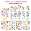 8 Sheets Flowers Wall Decals Watercolor Spring Floral Wall Sticker Colorful Peel And Stick Mural Wall Art for Home Bathroom Kitchen Decor