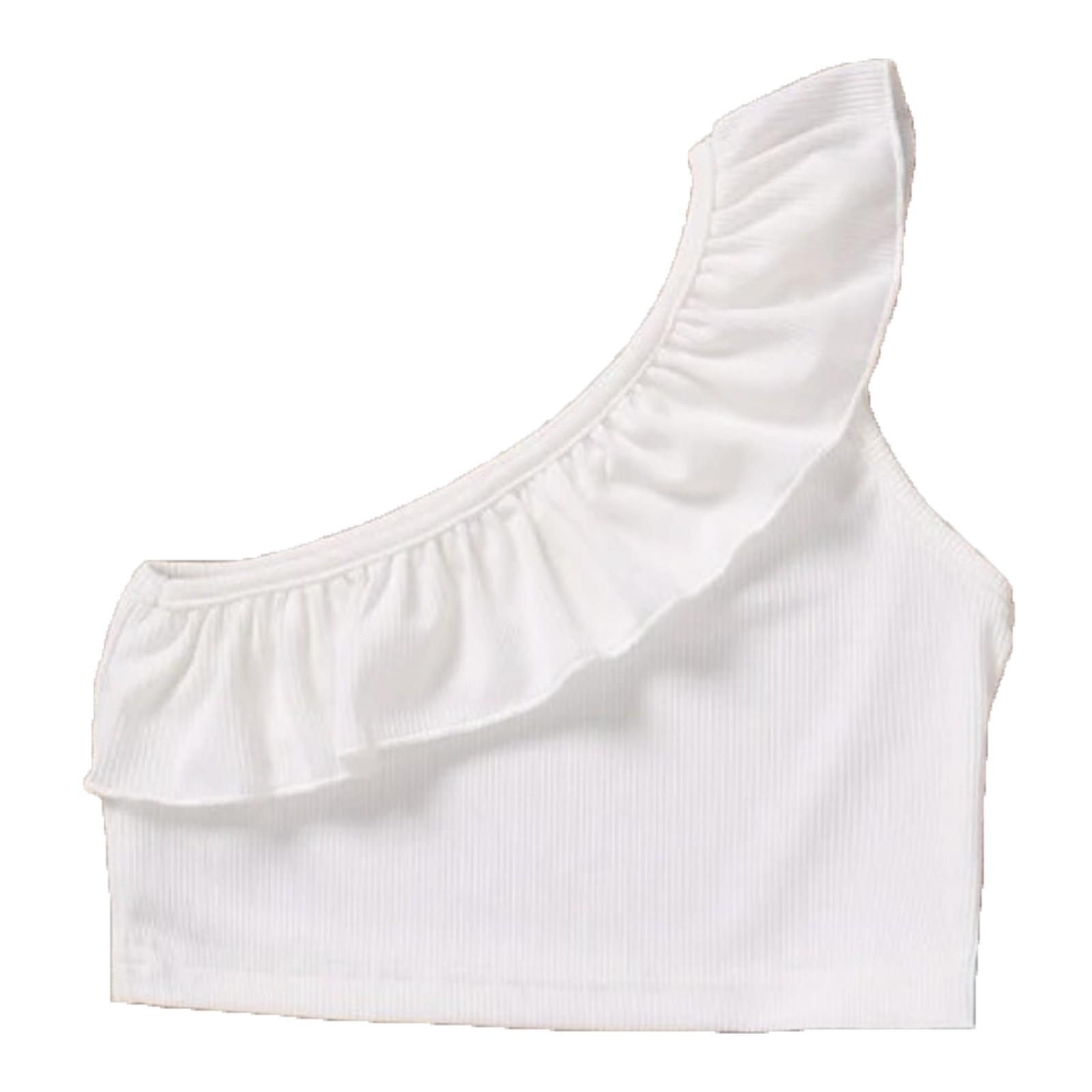 

Однотонный детский жилет с оборками на одно плечо, тонкий, плиссированный, цельный 5 белый