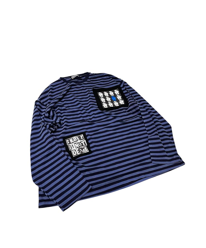 SK8ER ROCK Static Pigment Stripe T-Shirt (Blue*Navy)