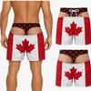 Men Funny 3D Illusion Swim Trunks, Canada Maple Leaf Flag Print Maple Waist Fake‑Skin Visual Quick‑Dry Drawstring Prank Beach Board Shorts