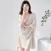 Sexy pajamas women's summer 1011 new ice silk suspender nightgown set Internet celebrity live broadcast explosion long-sleeved loungewear