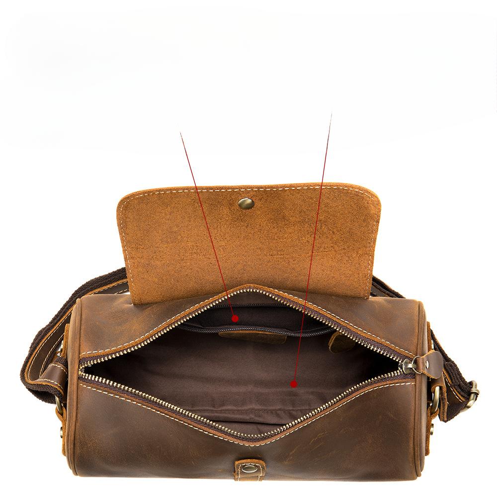 Retro Fashion Head Layer Cowhide Crossbody Crazy Horse Leather Shoulder Bag Men's Genuine Leather Bag
