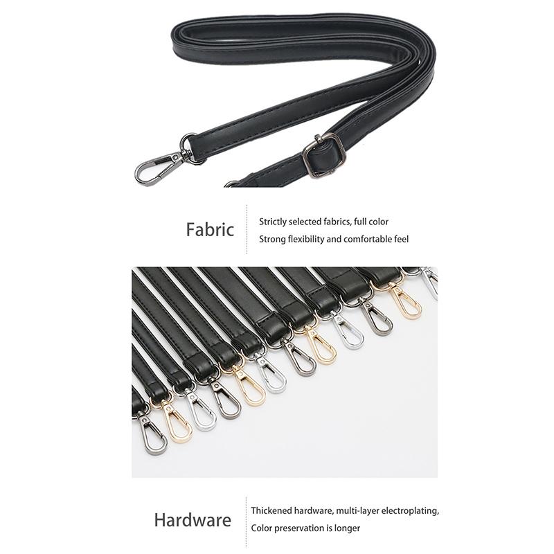Bag Handle Belt Black Pu Lady Handbag Accessories With Snap Hook/Dog Hook 1.5Cm Width