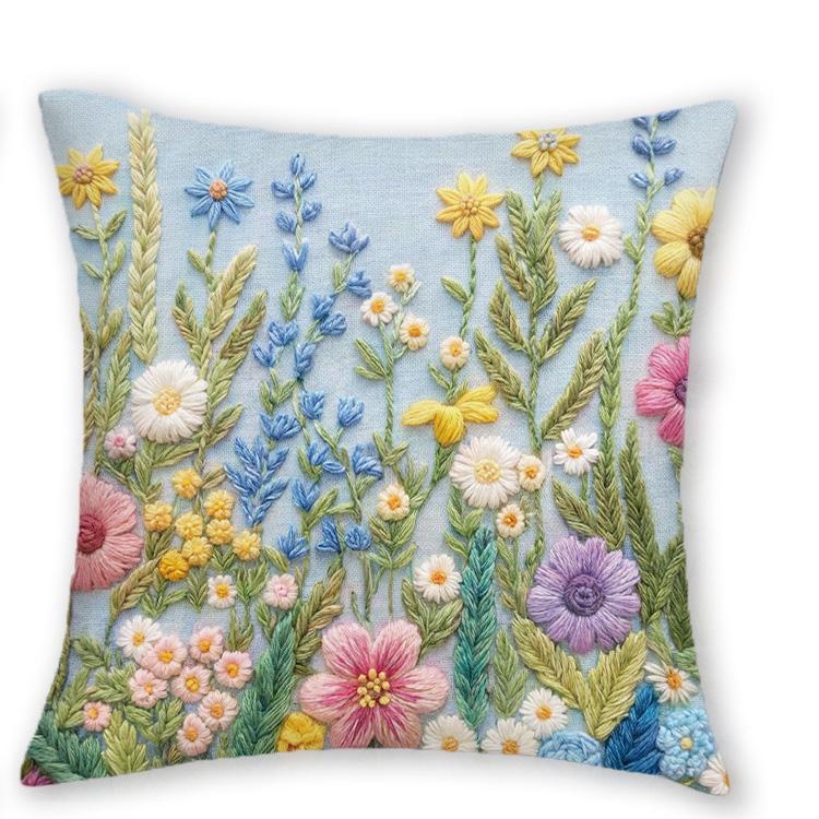 

1/4pcs Spring Wildflower Throw Pillow Covers 2D Flat Printed Floral Cushion Cases For Sofa Bedroom Living Room Decor 45x45cm-1pcs