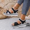 New sandals women's large size thick-soled color matching flat-soled Velcro daily casual beach sandals