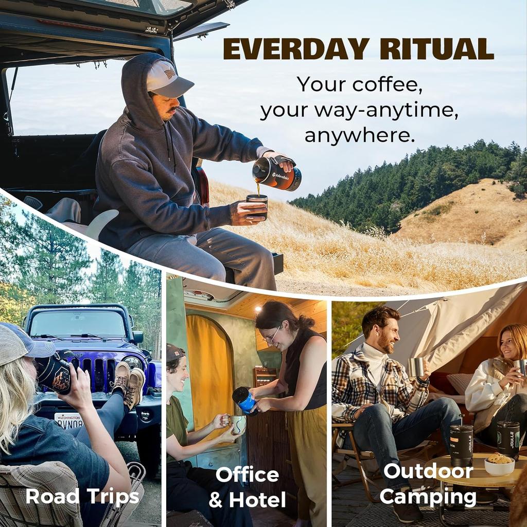 Elektryczny Ekspres do Kawy French Press, 120V 2-w-1 Gotuj i Wciskaj, Przenośny na Kemping i w Podróż, 6-Minutowe Parzenie