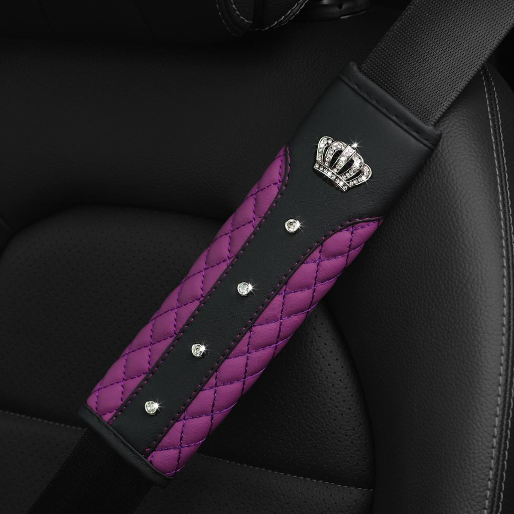 1 diamond-encrusted Blingbling metal crown Faux sheepskin automotive supplies Seat belt shoulder strap cover automotive supplies