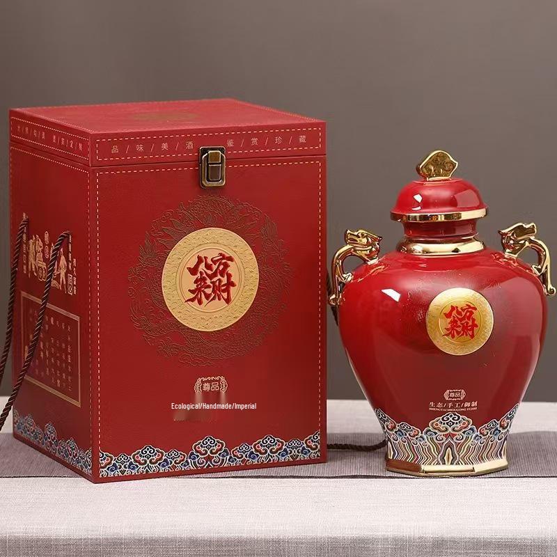 Purple Qi Eastern Ceramic Wine Jar - Sealed Household Wine Pot & Gift Box