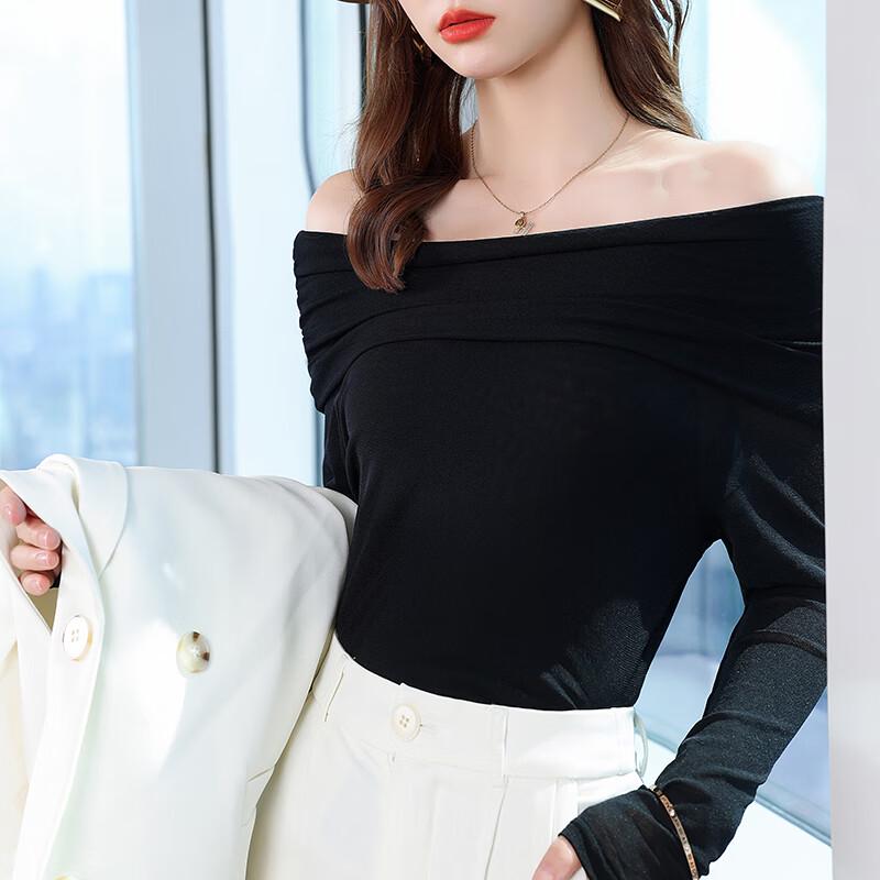 

Women s Off-Shoulder Slim-Fit Long Sleeve Knit Top S
